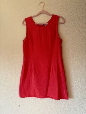 Vintage Faded Glory Gingham Mini Shift Dress Pink and Orange Large Button side